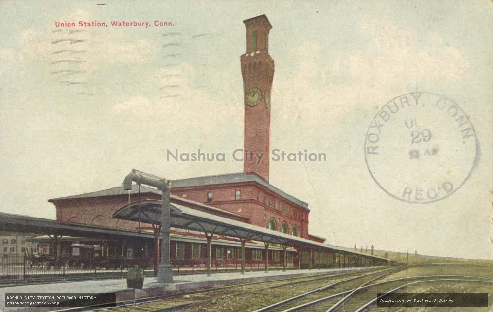 Postcard: Union Station, Waterbury, Connecticut